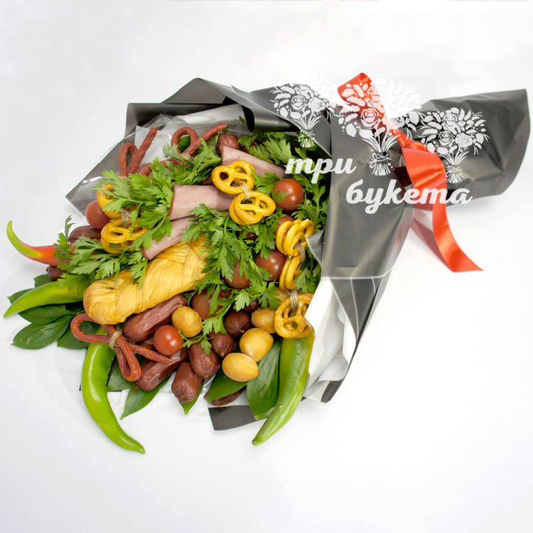Букет с охотничьими колбасками (вид сверху)