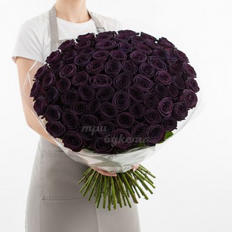 101 черная роза (Premium) 60см